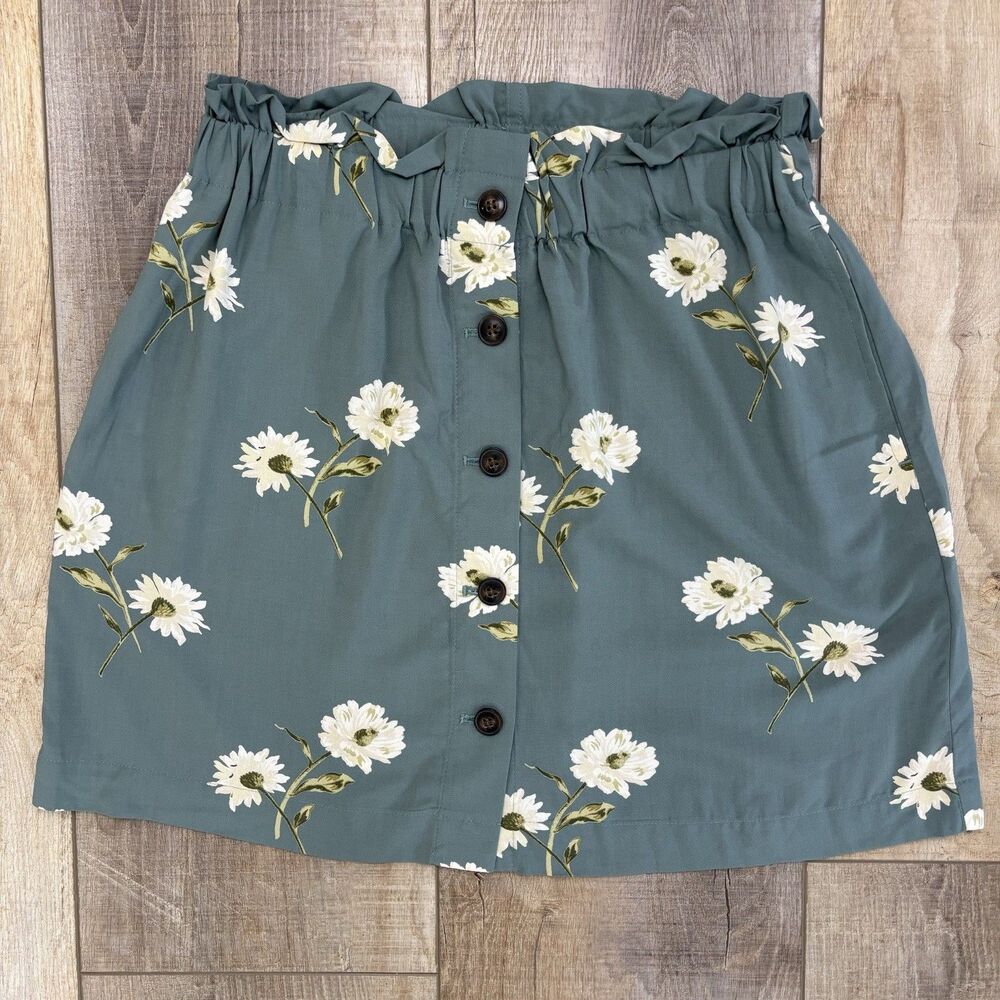 Madewell Womens Floral Ruffle Elastic Waist Button Mini Skirt Size S Summer Boho